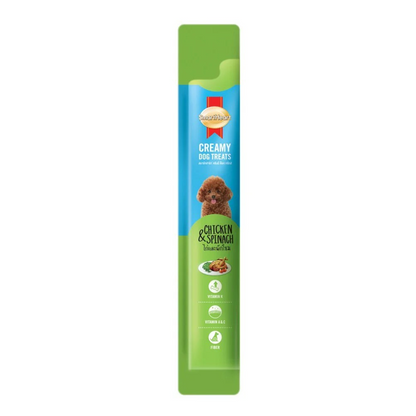 SMARTHEART CREAMY DOG TREAT VỊ GÀ & RAU CHÂN VỊT (15G X 4 TÉP) - Tiệm Spa Bốn Chân
