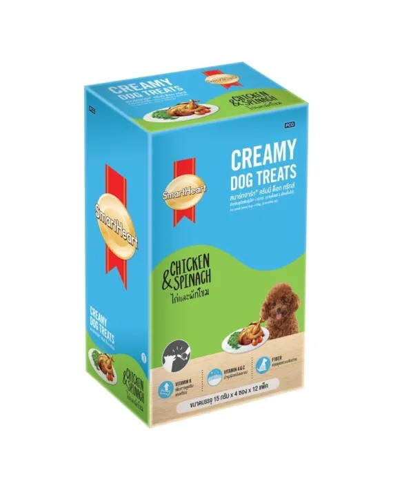 SMARTHEART CREAMY DOG TREAT VỊ GÀ & RAU CHÂN VỊT (15G X 4 TÉP) - Tiệm Spa Bốn Chân