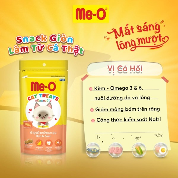 ME-O BÁNH THƯỞNG VỊ CÁ HỒI 50G - Tiệm Spa Bốn Chân