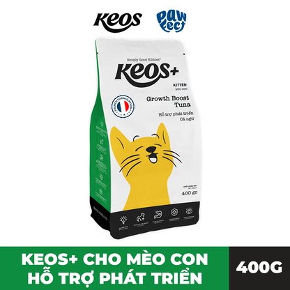Keos+ Thức Ăn Hạt 400g Cao Cấp Dành Cho Mèo Con Giúp Phát Triển Khỏe Mạnh Vị Cá Ngừ