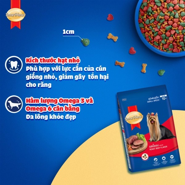 SMARTHEART DÀNH CHO CHÓ TRƯỞNG THÀNH GIỐNG NHỎ VỊ BEEF STEAK - Tiệm Spa Bốn Chân