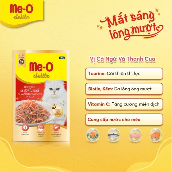 ME-O DELITE CÁ NGỪ & THANH CUA 70G - Tiệm Spa Bốn Chân