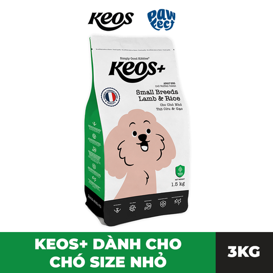 Keos+ Thức Ăn Hạt Cao Cấp 3kg Cho Chó Nhỏ Vị Cừu & Gạo