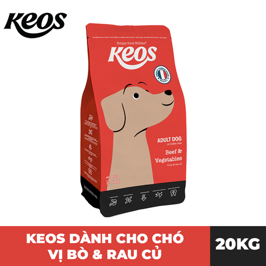 Keos Thức Ăn Hạt Dành Cho Chó Ở Mọi Lứa Tuổi Vị Bò Rau Củ 20kg