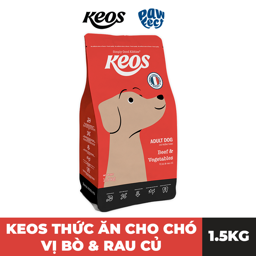 Keos Thức Ăn Hạt Dành Cho Chó Ở Mọi Lứa Tuổi Vị Bò Rau Củ 1.5kg