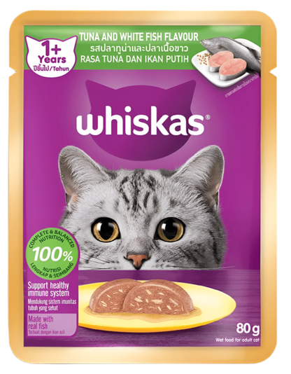 Whiskas Pate Vị Cá Ngừ Và Cá Thịt Trắng Dành Cho Mèo