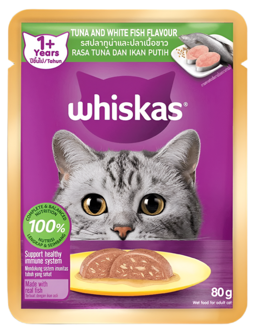 Whiskas Pate Vị Cá Ngừ Và Cá Thịt Trắng Dành Cho Mèo