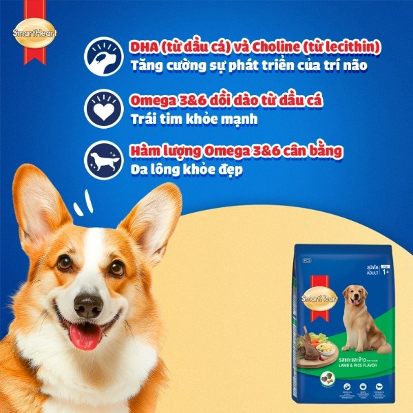 SMARTHEART DÀNH CHO CHÓ TRƯỞNG THÀNH GIỐNG VỪA VÀ LỚN VỊ CỪU & GẠO - Tiệm Spa Bốn Chân