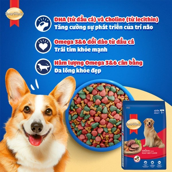 SMARTHEART DÀNH CHO CHÓ TRƯỞNG THÀNH GIỐNG VỪA VÀ LỚN VỊ BÒ NƯỚNG - Tiệm Spa Bốn Chân