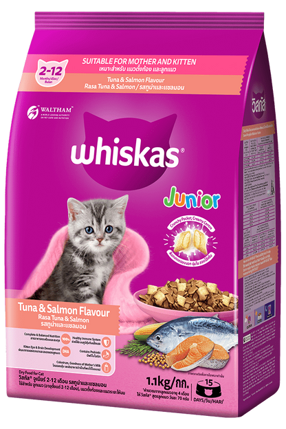 Whiskas Thức Ăn Hạt Vị Cá Ngừ & Cá Hồi Cho Mèo Con