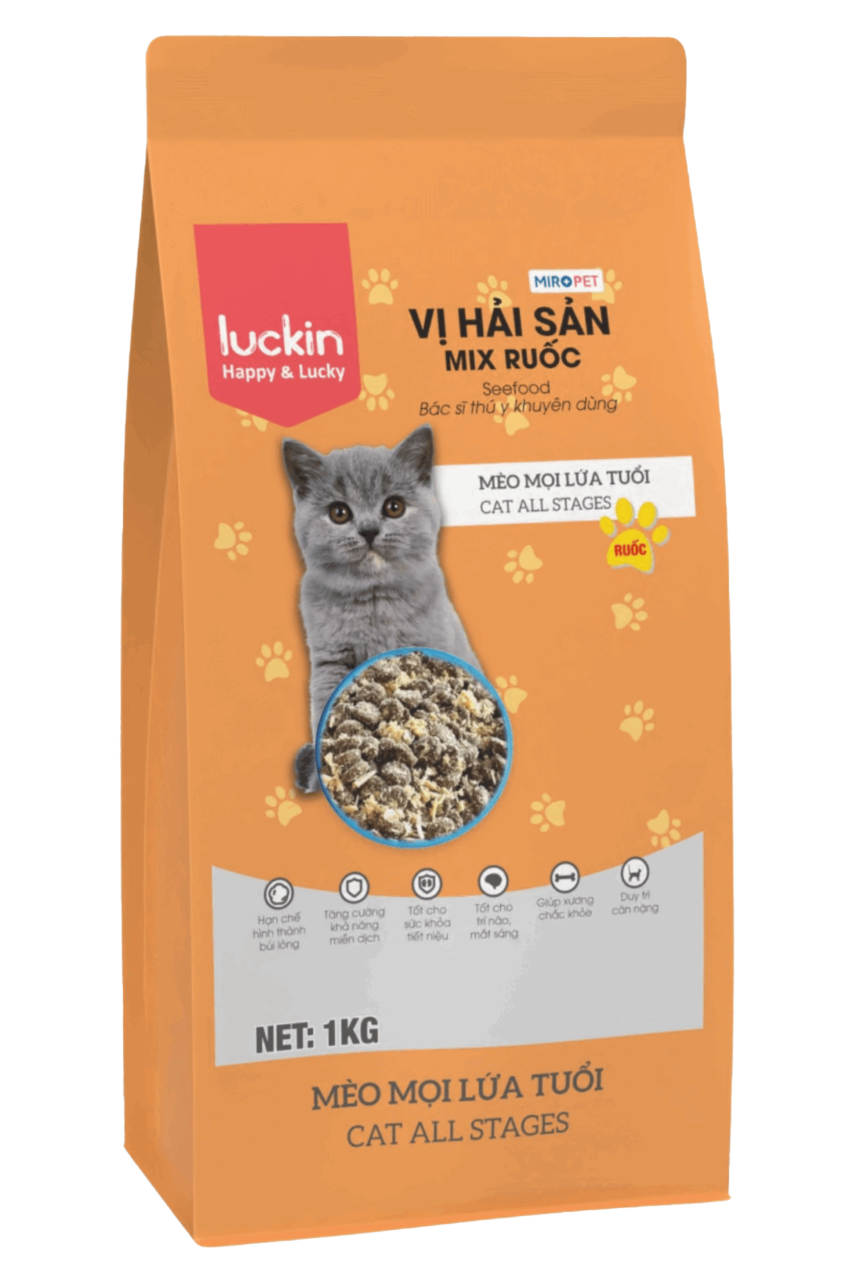 Luckin Thức Ăn Hạt Dành Cho Mèo Vị Hải Sản Mix Ruốc