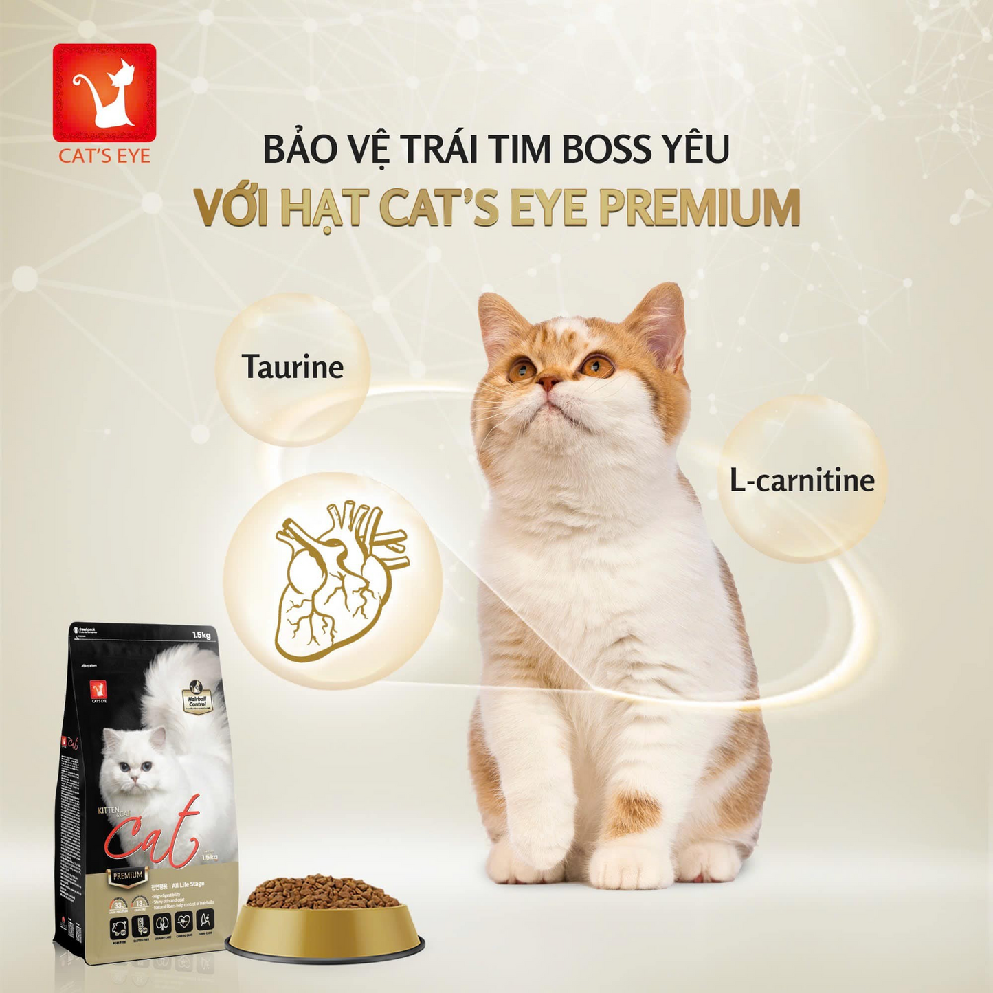 Cat's Eye Premium Kitten & Cat Thức Ăn Hạt Cao Cấp Dành Cho Mèo Mọi Lứa Tuổi 1.5kg