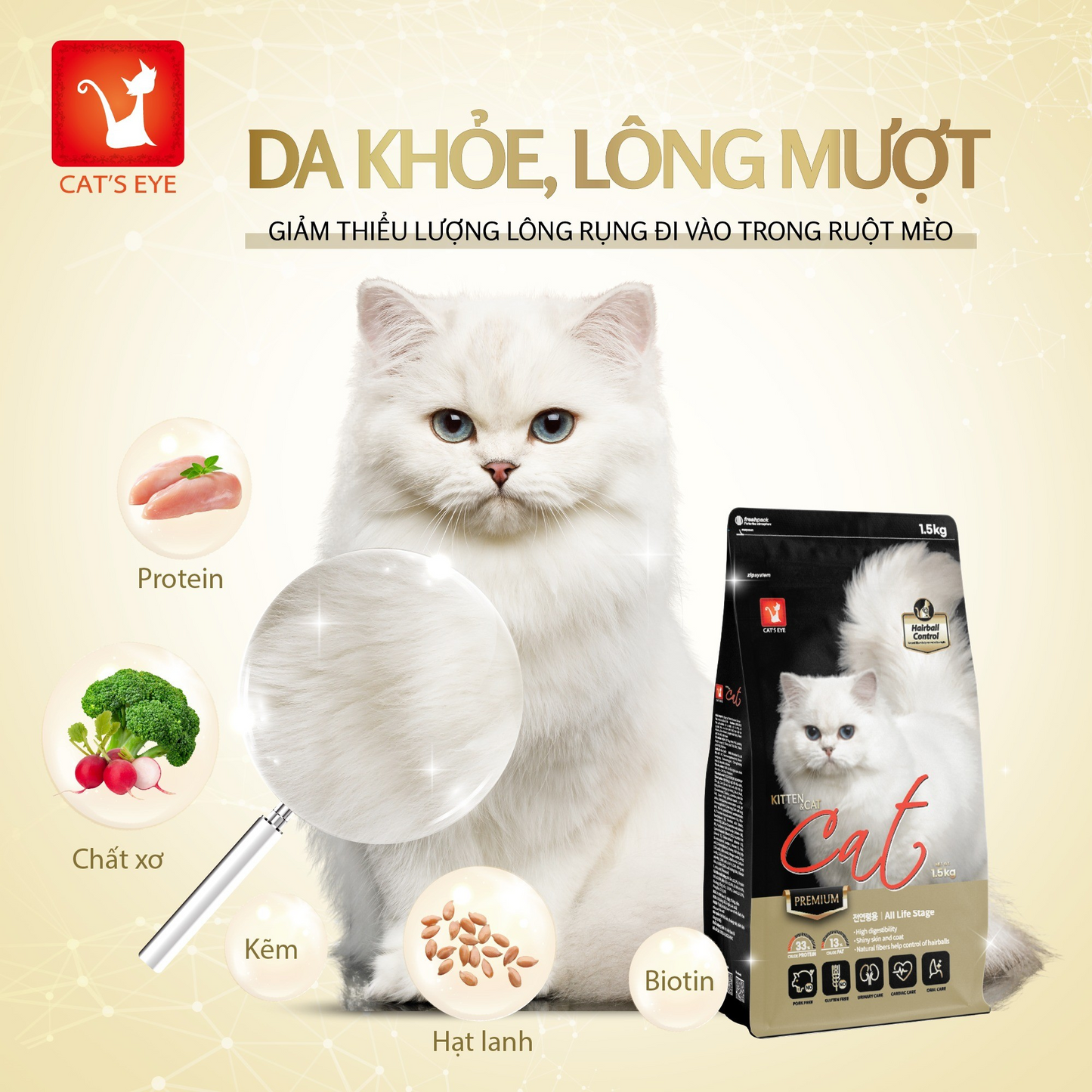 Cat's Eye Premium Kitten & Cat Thức Ăn Hạt Cao Cấp Dành Cho Mèo Mọi Lứa Tuổi 1.5kg