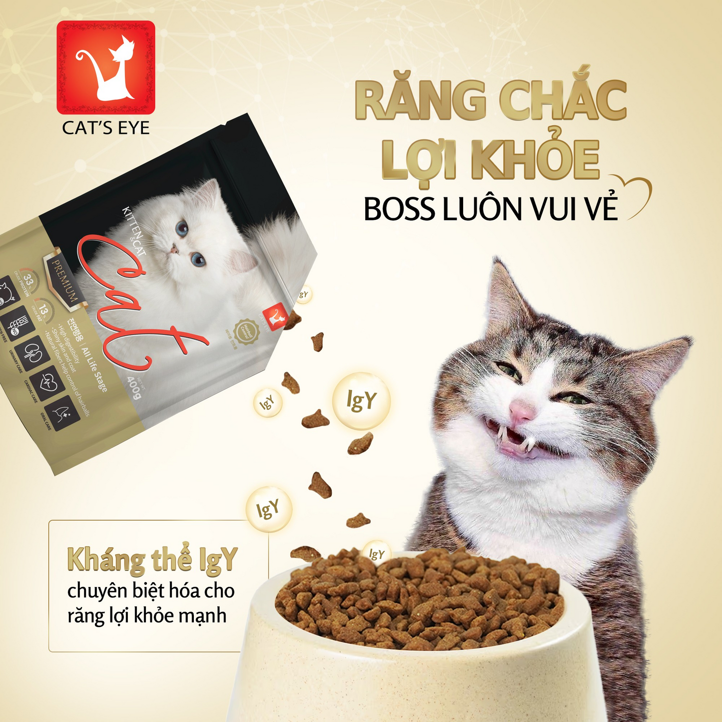 Cat's Eye Premium Kitten & Cat Thức Ăn Hạt Cao Cấp Dành Cho Mèo Mọi Lứa Tuổi 1.5kg