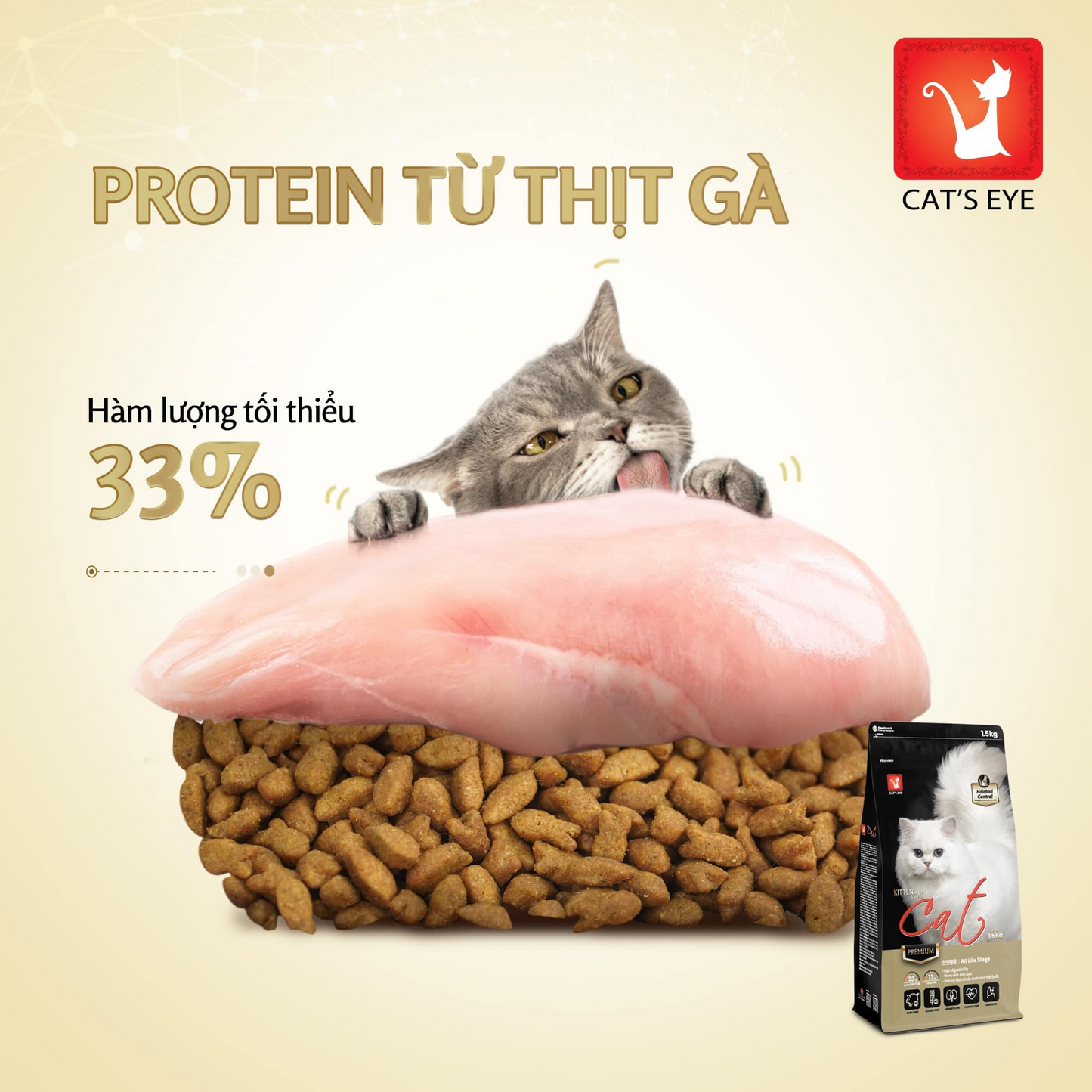 Cat's Eye Premium Kitten & Cat Thức Ăn Hạt Cao Cấp Dành Cho Mèo Mọi Lứa Tuổi 1.5kg