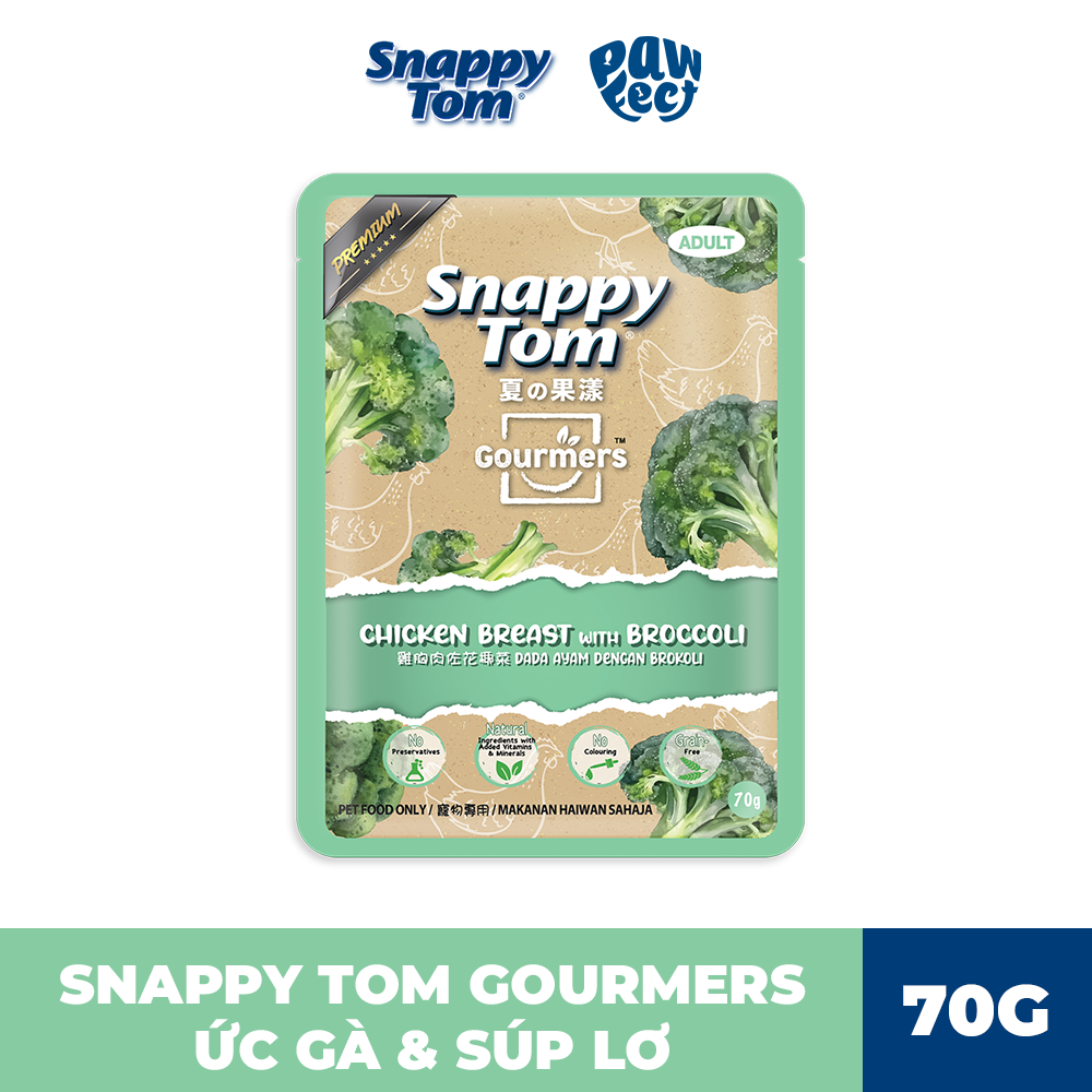 Snappy Tom Gourmers Series Vị Ức Gà & Súp Lơ 70g