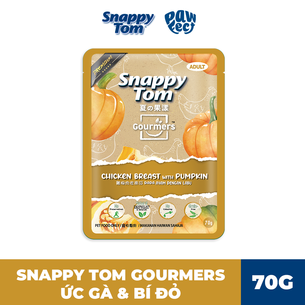 Snappy Tom Gourmers Series Vị Cá Ngừ, Ức Gà & Bí Đỏ 70g