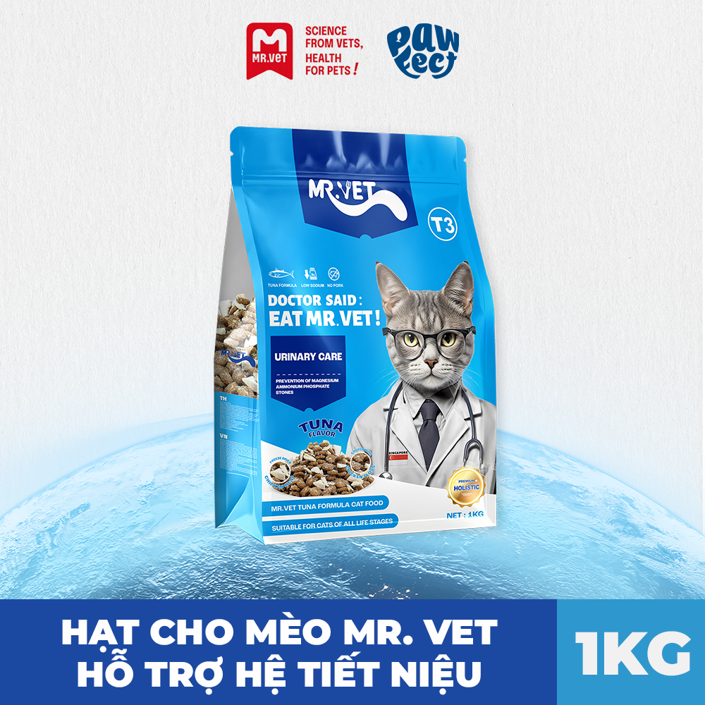 Mr. Vet T3 Hỗ Trợ Tiết Niệu Thức Ăn Hạt Cho Mèo 1kg