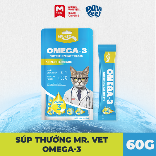 Mr. Vet Súp Thưởng Cho Mèo Vị Omega-3 60g