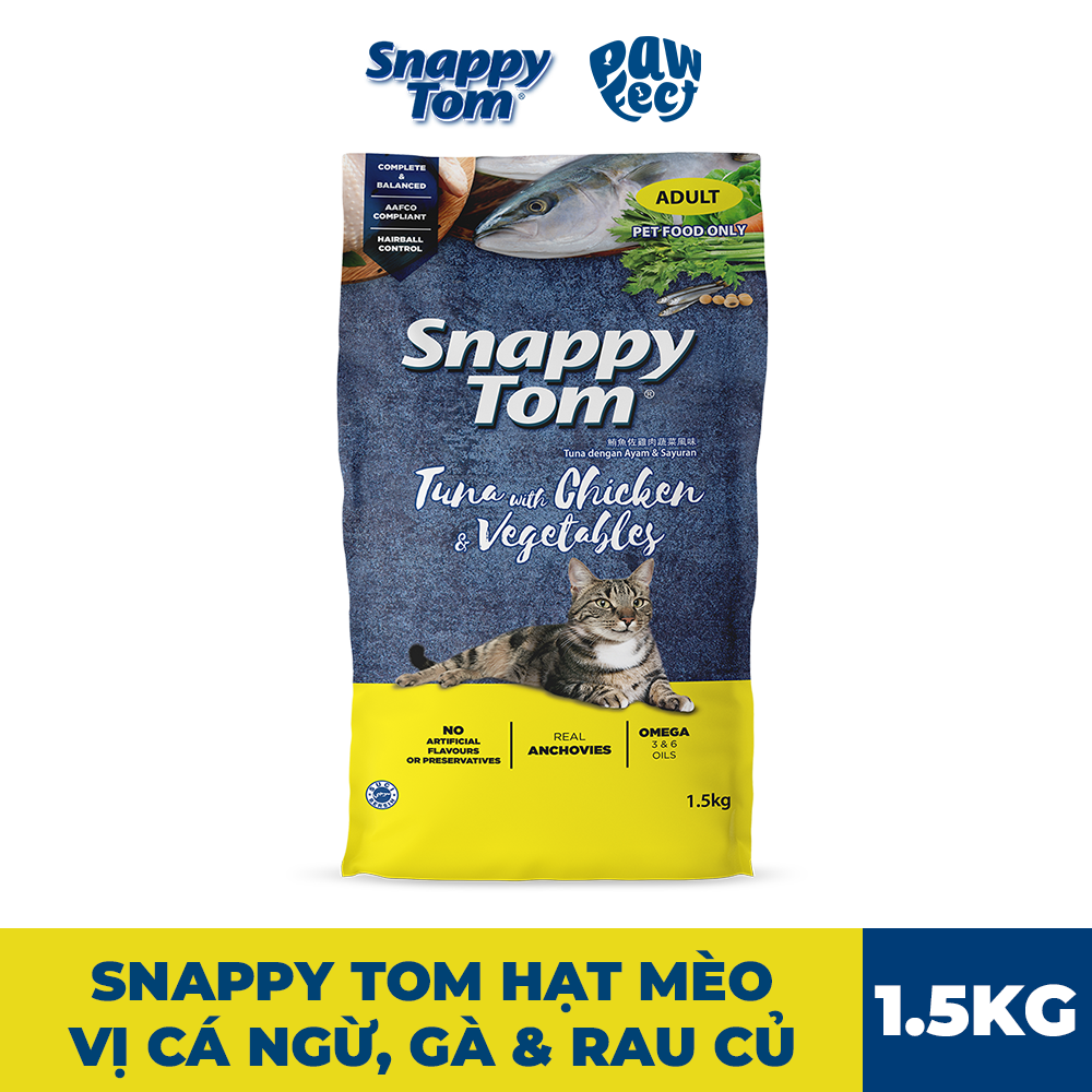 Snappy Tom Hạt 8kg Vị Cá Ngừ, Gà & Rau Củ
