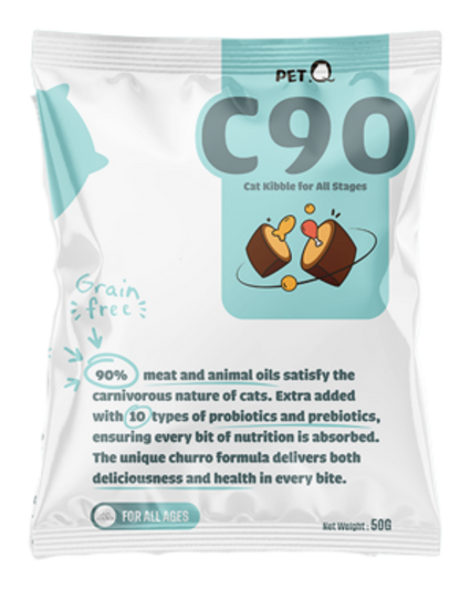 PetQ Churro C90 Thức Ăn Hạt Cho Mèo Túi Dùng Thử 50g