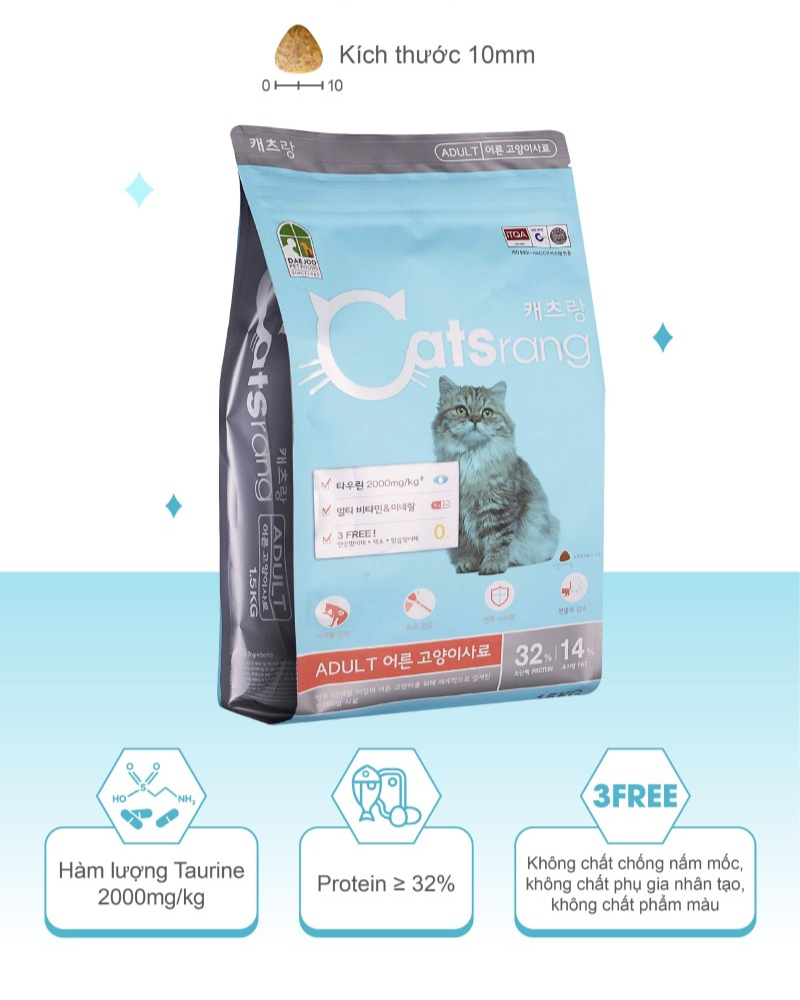 Catsrang Thức Ăn Hạt Dành Cho Mèo Trưởng Thành Túi 1.5kg