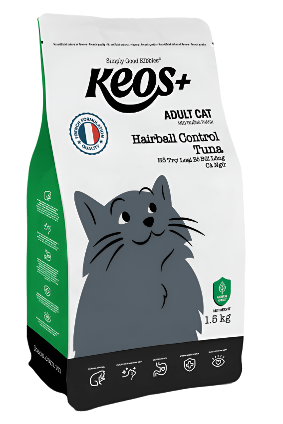 KEOS+ HAIRBALL CONTROL CHO MÈO VỊ CÁ NGỪ - Keos