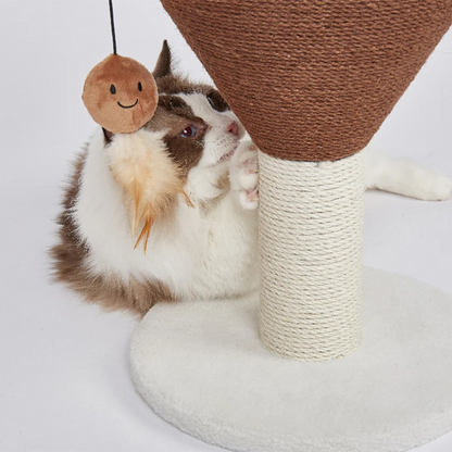 FOFOS Trụ Cào Móng Hình Ly Cà Phê Espresso Martini Cho Mèo – Kèm Bóng Lông Vũ Treo 42x35x35cm