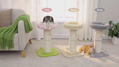 FOFOS Trụ Cào Móng Hình Bông Hoa Kèm Ổ Nằm Cho Mèo – Đồ Chơi Treo Tương Tác 45x35x35cm
