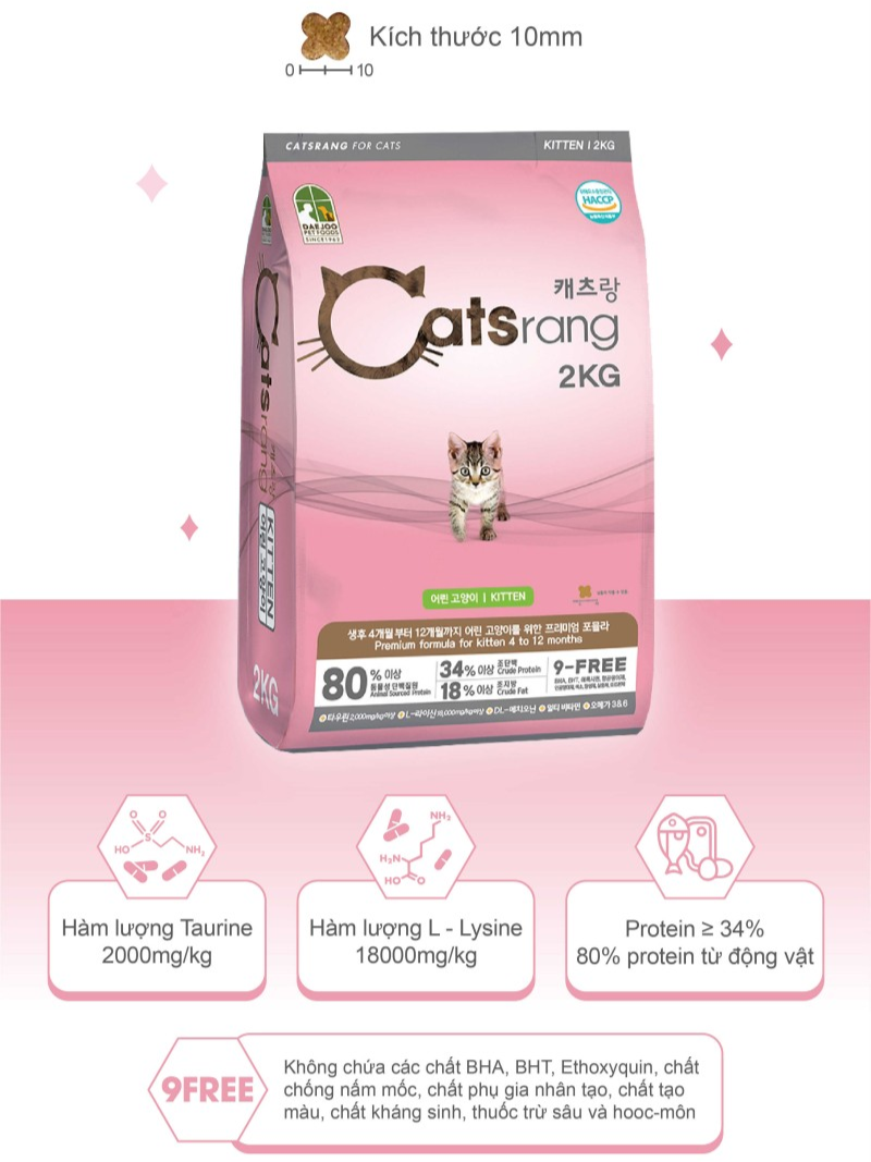 Catsrang Thức Ăn Hạt Dành Cho Mèo Con Túi 2 kg