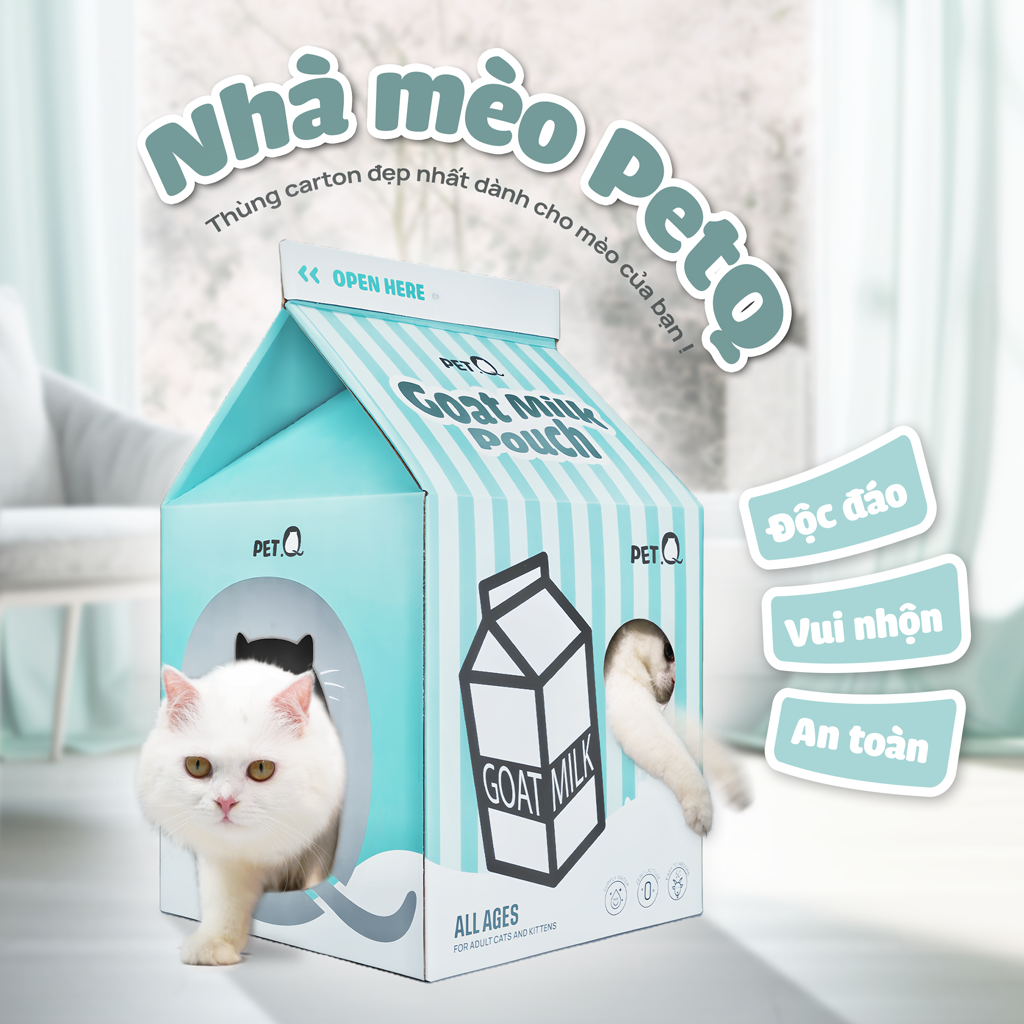 PetQ Nhà Cho Mèo Hình Sữa Hộp
