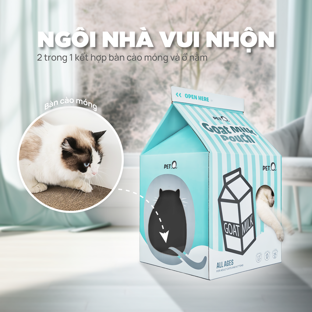 PetQ Nhà Cho Mèo Hình Sữa Hộp
