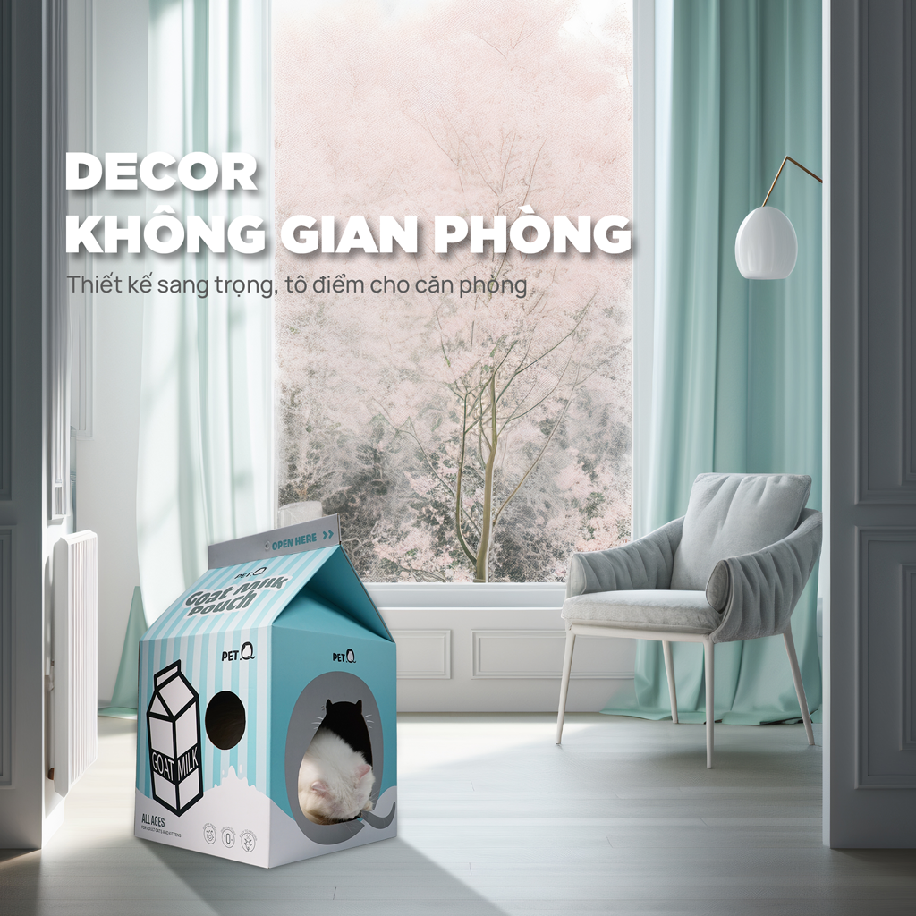 PetQ Nhà Cho Mèo Hình Sữa Hộp