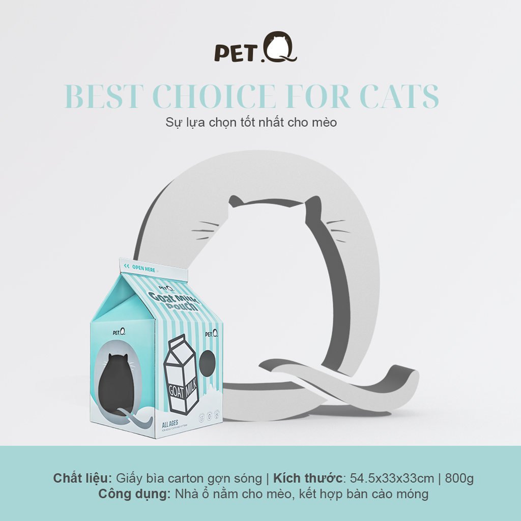 PetQ Nhà Cho Mèo Hình Sữa Hộp