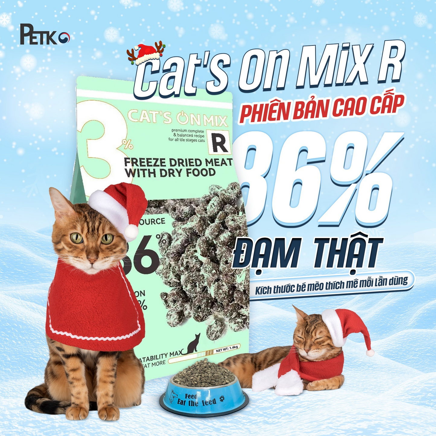 Soonsoo Cat's On Mix R Thức Ăn Hạt Cao Cấp Cho Mèo Thêm 3% Thịt Sấy Lạnh