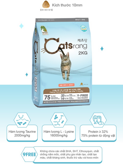 Catsrang Thức Ăn Hạt Dành Cho Mèo Trưởng Thành Túi 2kg